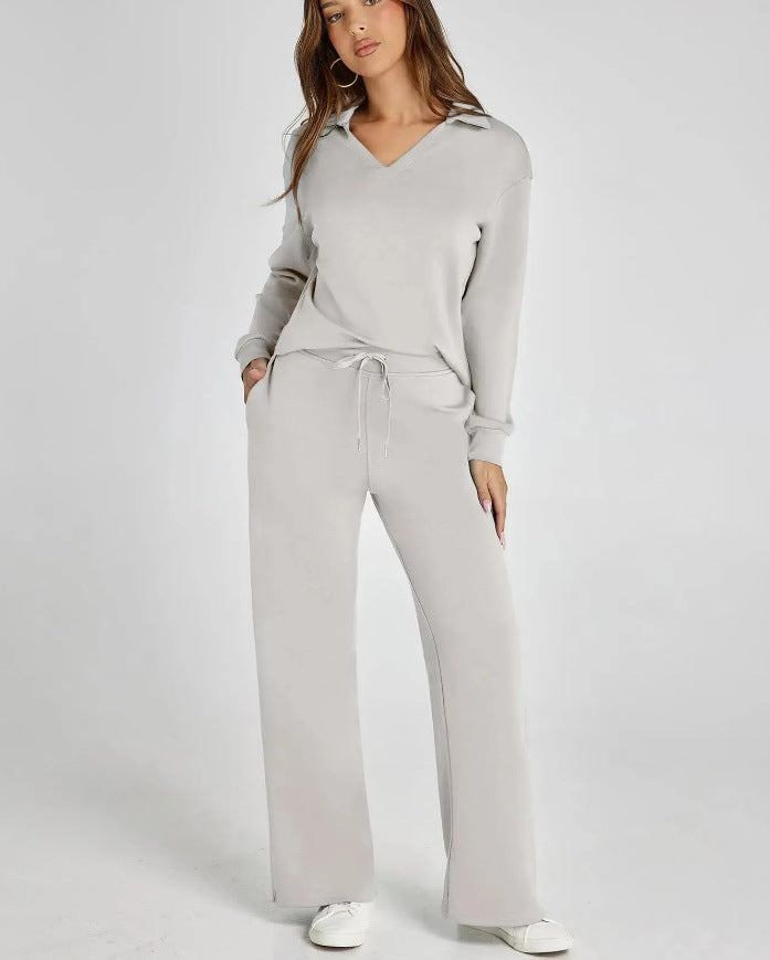 V-Neck Drawstring Lounge Set