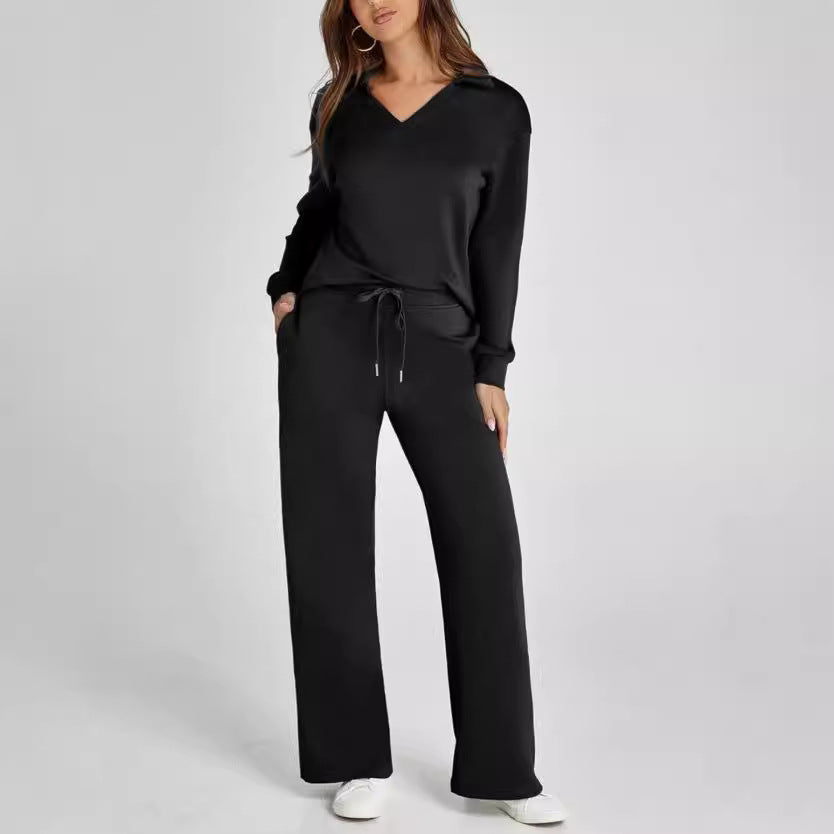 V-Neck Drawstring Lounge Set