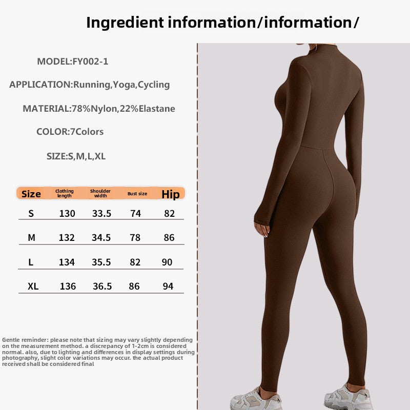 Stand Collar Long-Sleeve Yoga Jumpsuit