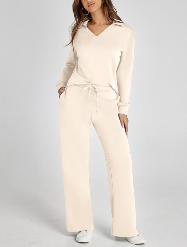 V-Neck Drawstring Lounge Set