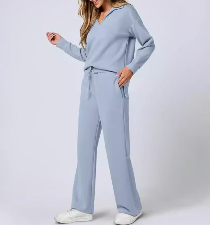 V-Neck Drawstring Lounge Set