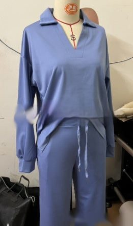 V-Neck Drawstring Lounge Set