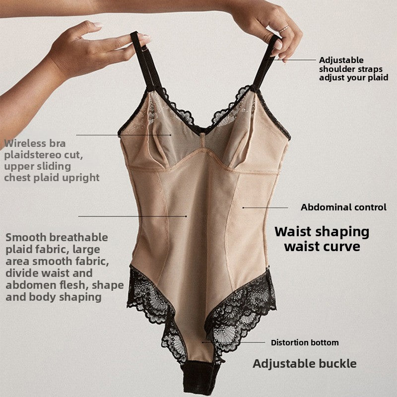 Lace body-shaping innerwear halter jumpsuit