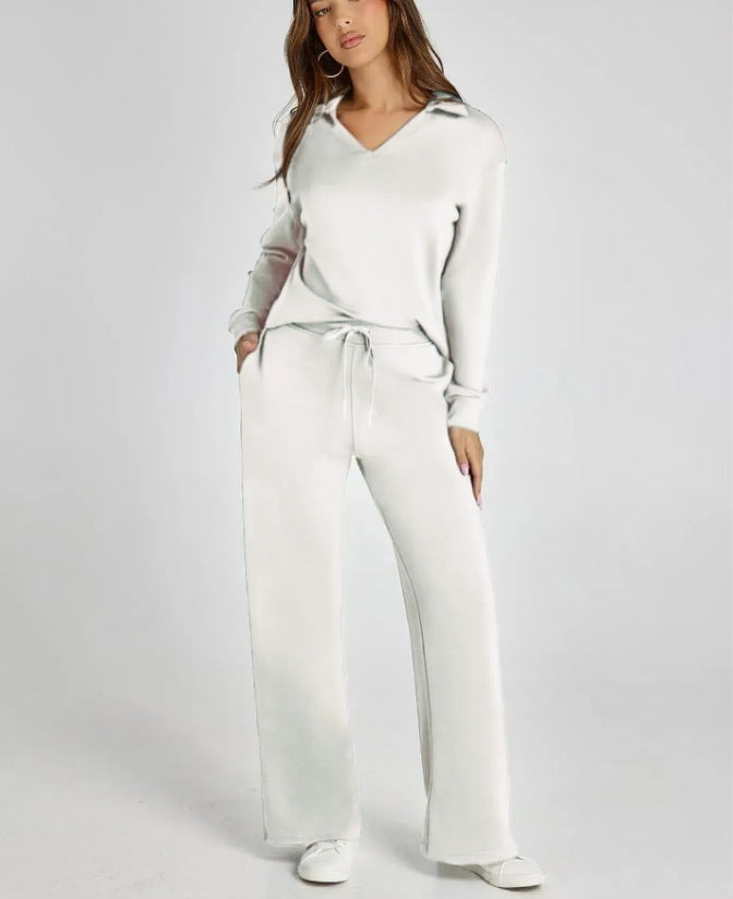 V-Neck Drawstring Lounge Set