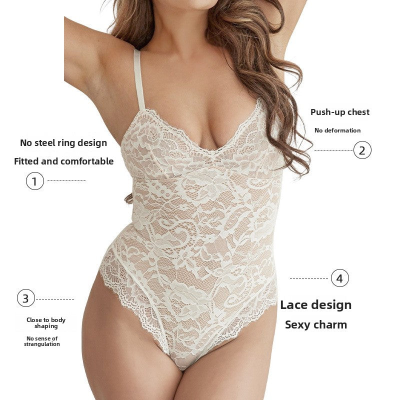 Lace body-shaping innerwear halter jumpsuit