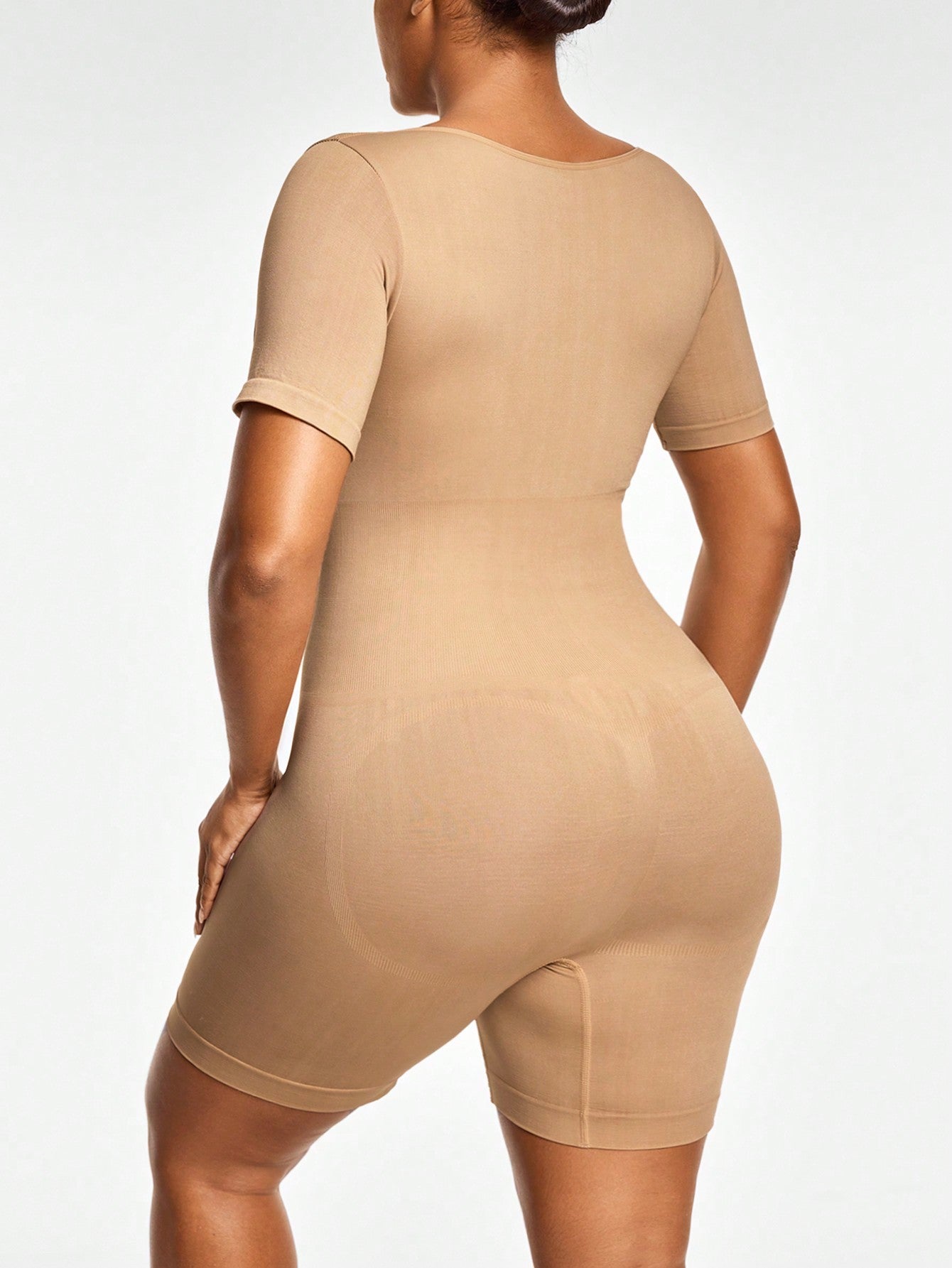 Full Body Shapewear Bodysuit - Short Sleeve Bust Lift Arm Tummy Thigh Slimming