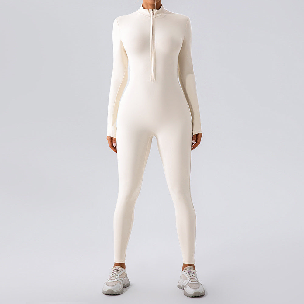 Stand Collar Long-Sleeve Yoga Jumpsuit