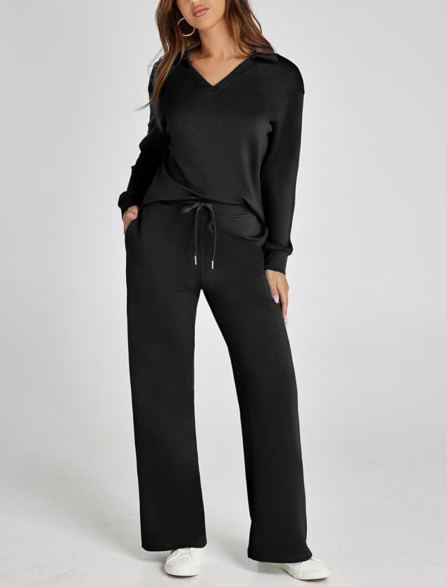 V-Neck Drawstring Lounge Set