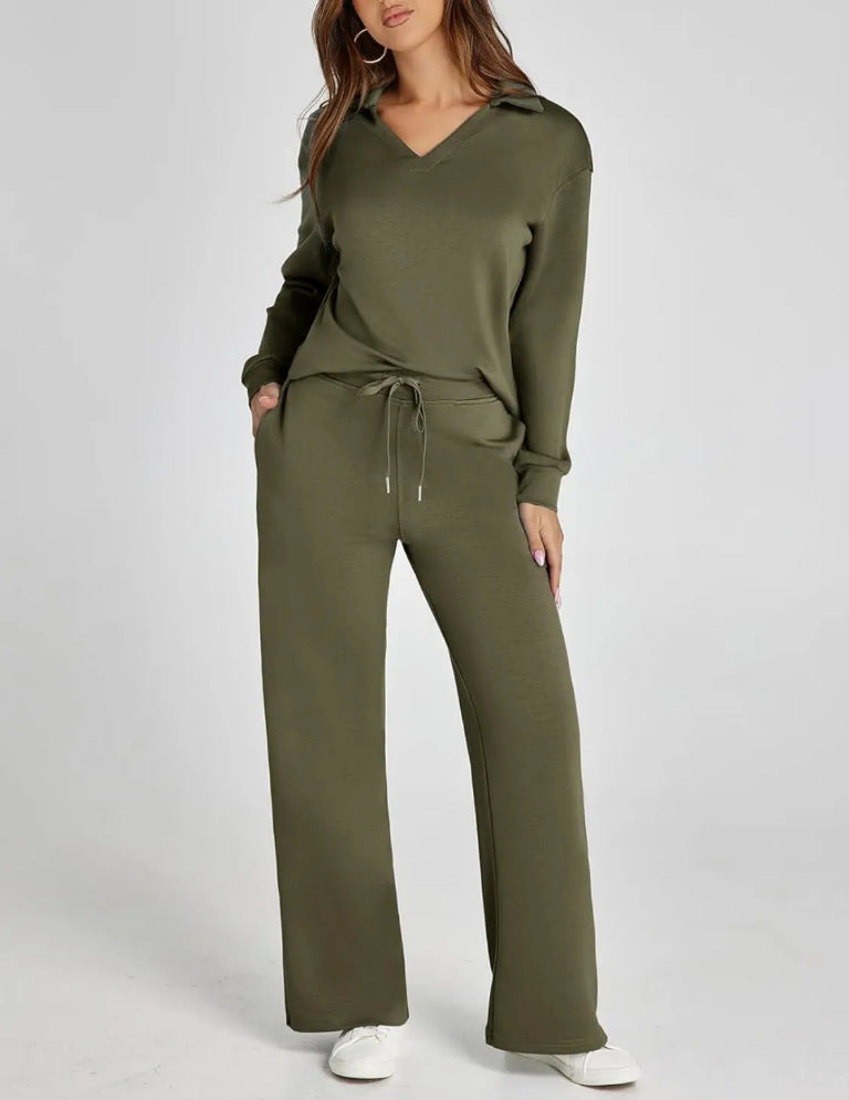 V-Neck Drawstring Lounge Set