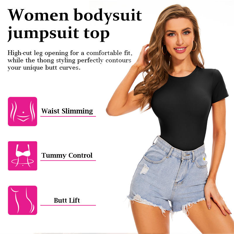 Second-Skin Crew Neck Short Sleeve Bodysuit - Seamless Shapewear for Women
