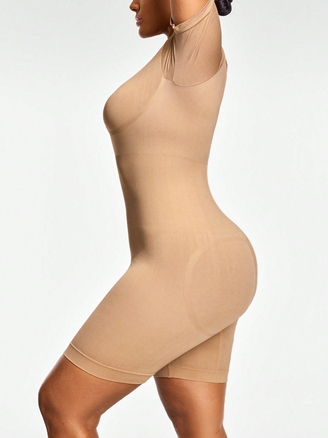 Full Body Shapewear Bodysuit - Short Sleeve Bust Lift Arm Tummy Thigh Slimming