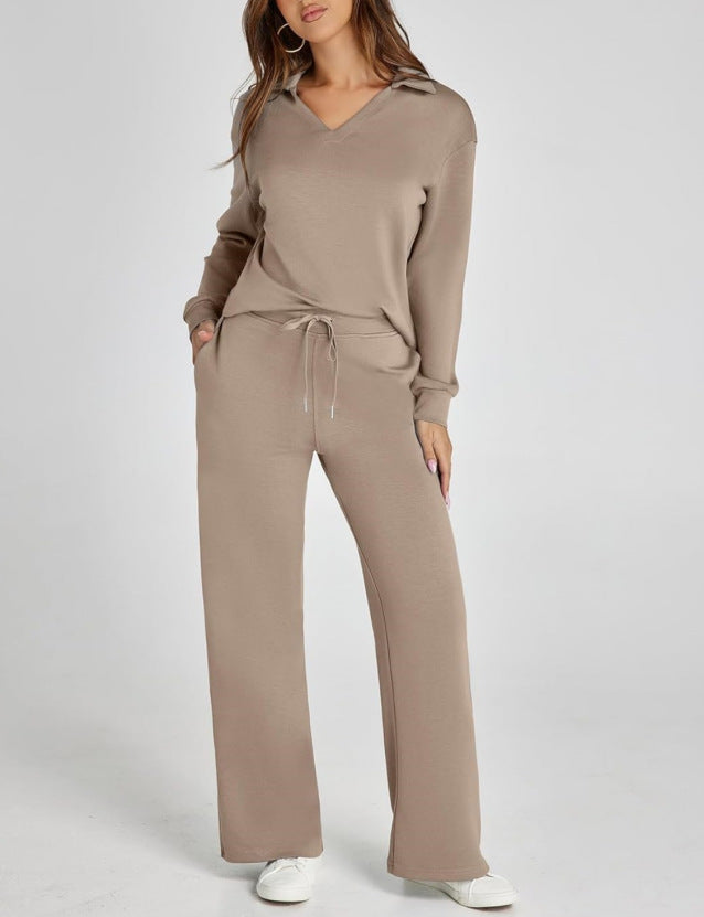 V-Neck Drawstring Lounge Set