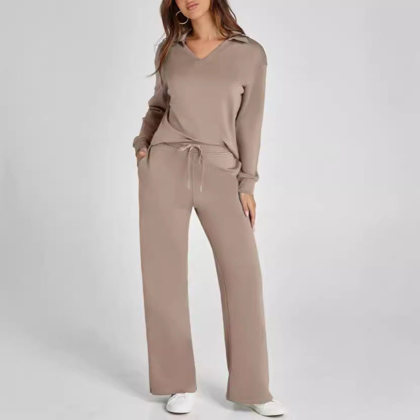 V-Neck Drawstring Lounge Set