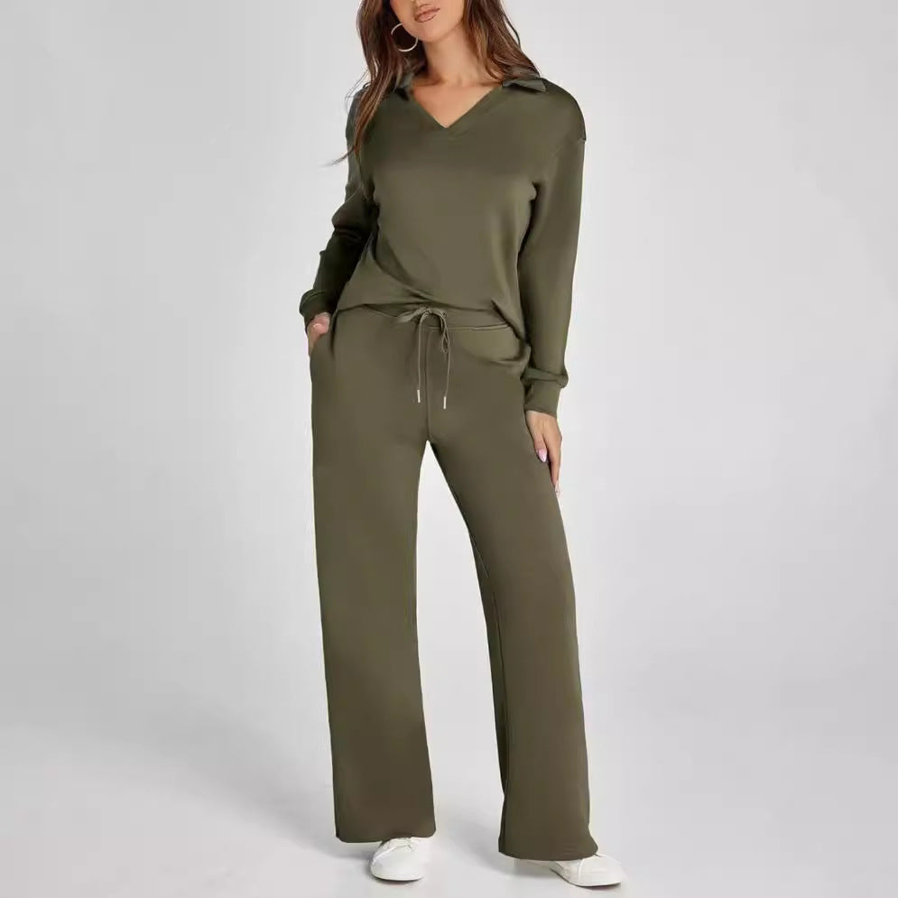 V-Neck Drawstring Lounge Set