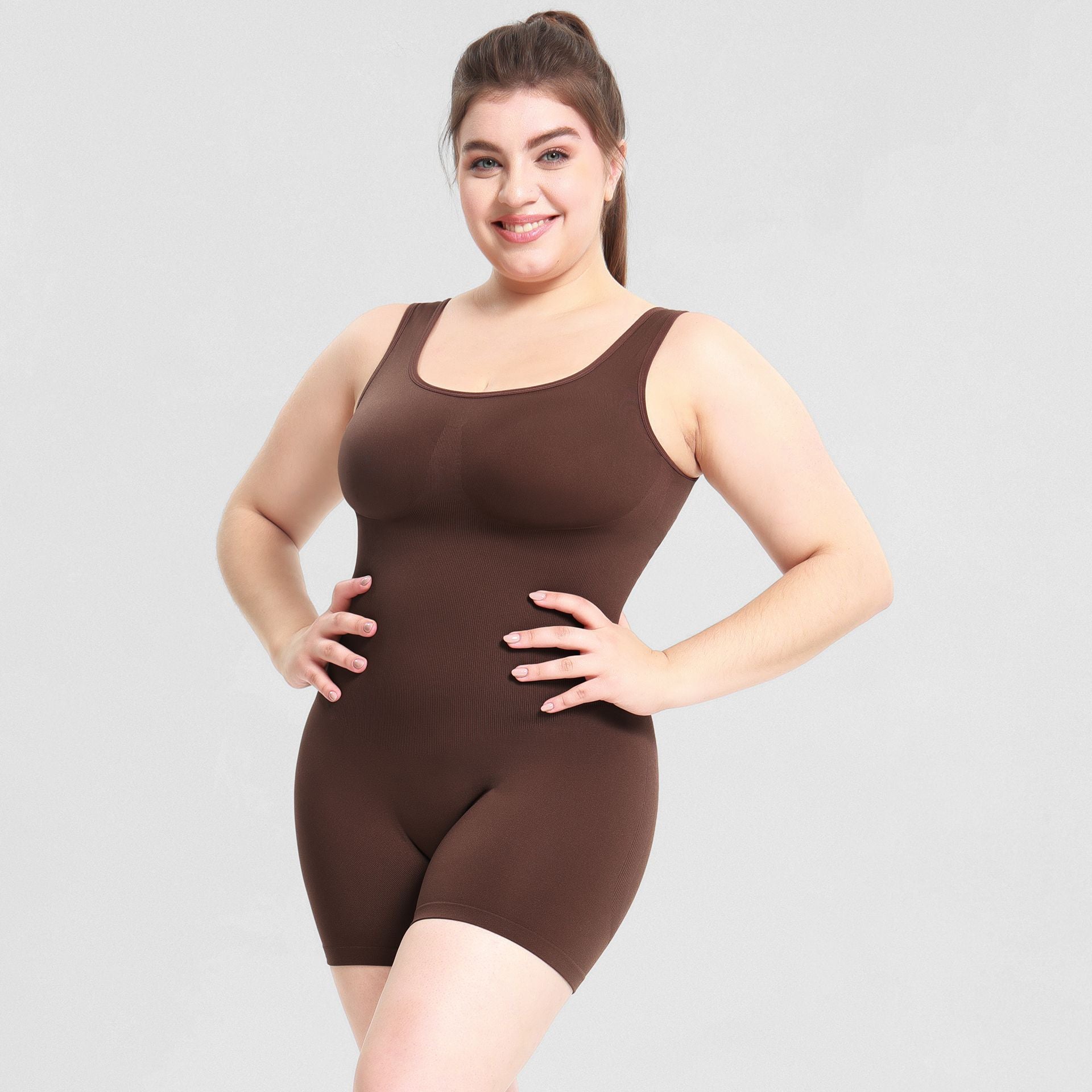 Solid Color Full Body Suit Shapewear - Seamless One-Piece Body Shaper