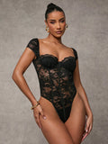 Sheer Square-Neck Bodysuit
